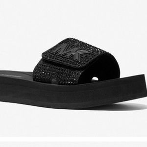 MICHAEL MICHAEL KORS Embellished Platform Slide Sandal - Black